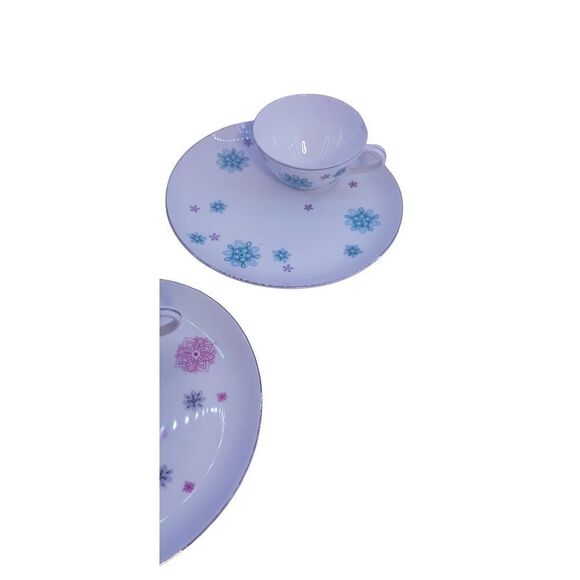 Snack Plates Shafford Japan VTG MCM Atomic Starburst Cup Snowflake Set - Picture 3 of 11